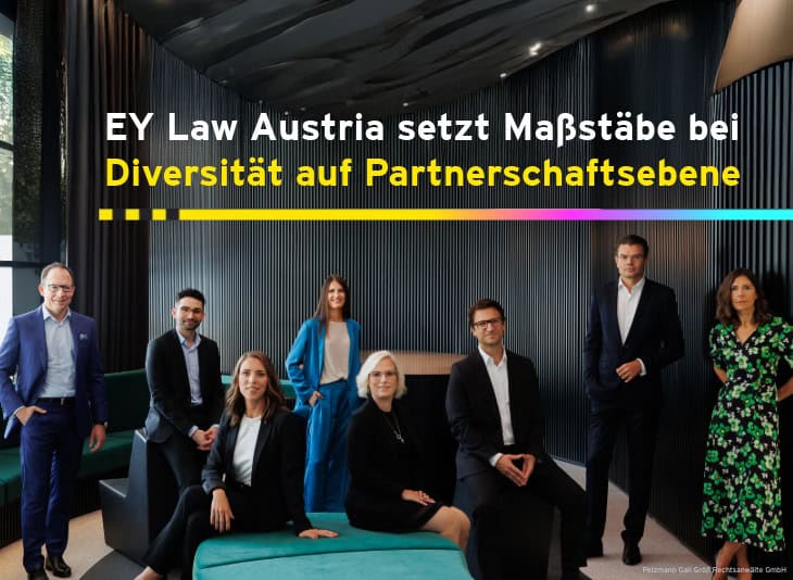 EY Law Austria setzt Maßstäbe bei Diversität auf Partnerschaftsebene. Ein Gruppenbild aller Partner und Partnerinnen.